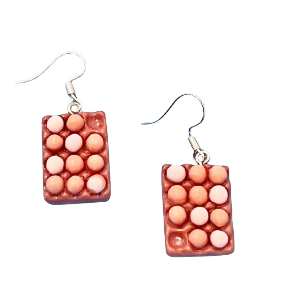 Mini Egg Carton Dangle Earrings – Handmade Polymer Clay Statement Jewelry